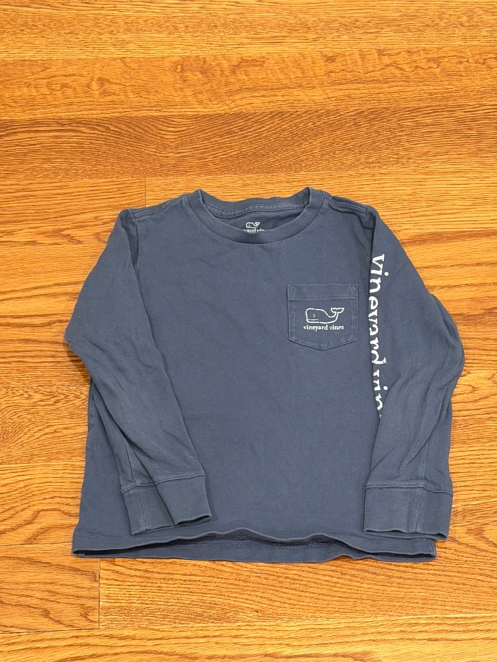 Vineyard Vines Toddler Navy Long-Sleeve Pocket Tee with Sleeve Logo